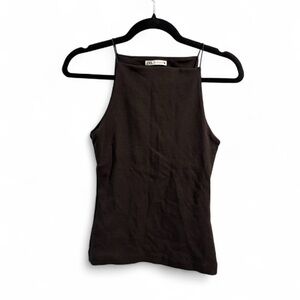 Zara Knit High‎ Neck Tank Top in Black - Size Small
